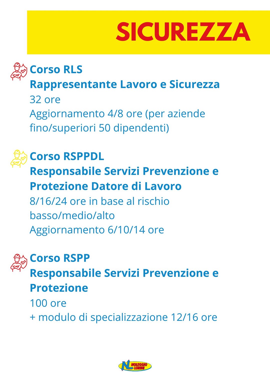FORMAZIONE SICUREZZA NOLEGGIO LORINI
